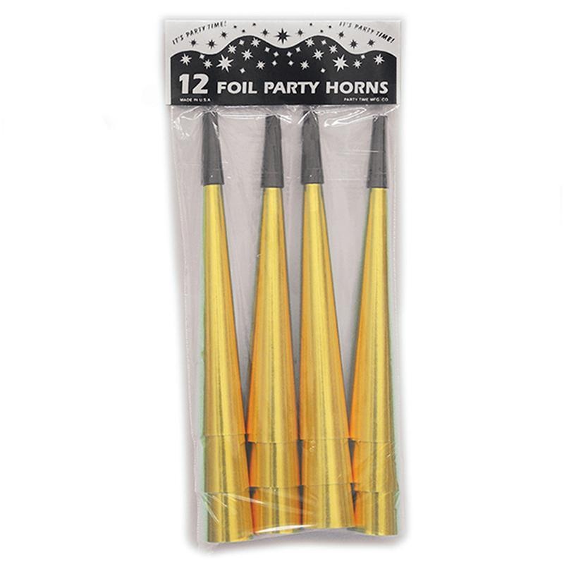 Gold Foils Horns, 9 Inches, 12 Count