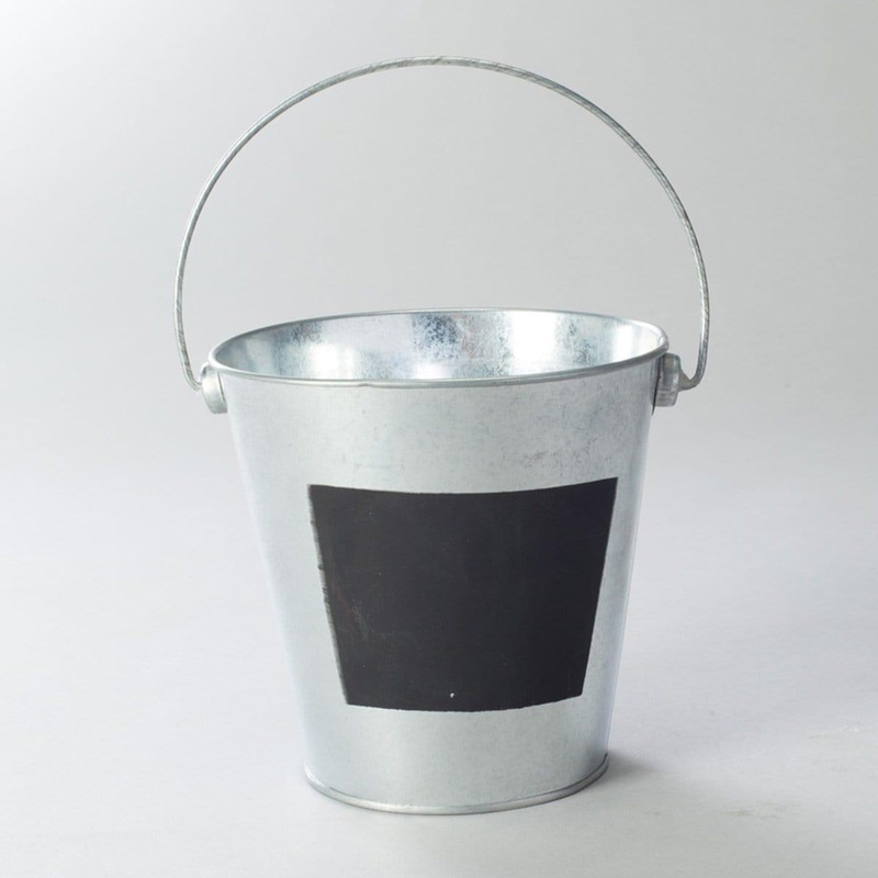 Metal Pail Bucket with Chalkboard, 5.75 Inches