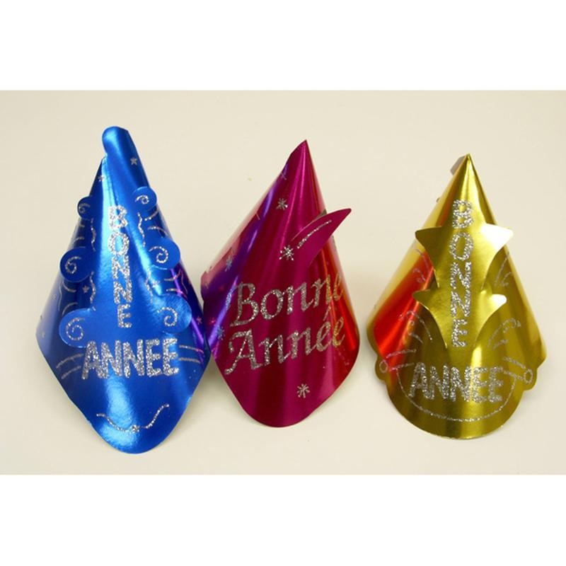 New Year - Glittered Bonne Anne Foil Hat Asst.