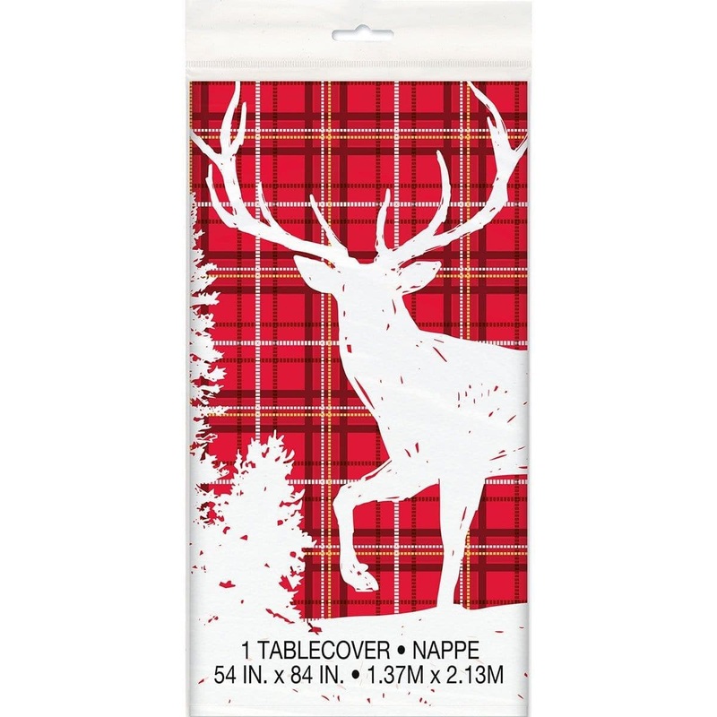 Plaid Deer Tablecover, Red