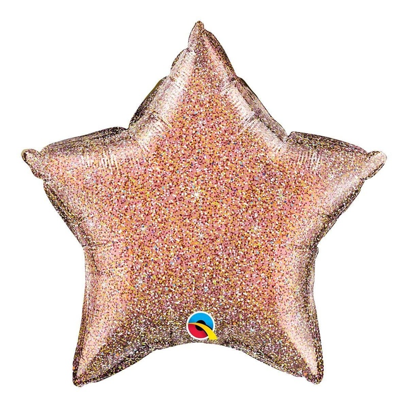 Rose Gold Holographic Star Shape Foil Balloon, 18 Inches