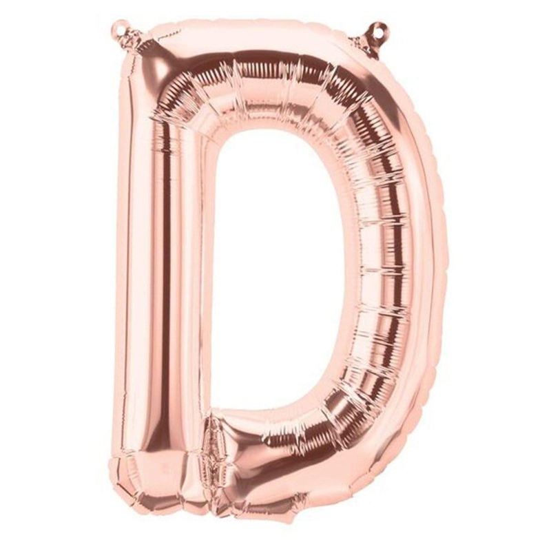 Rose Gold Letter D Foil Balloon, 34 Inches