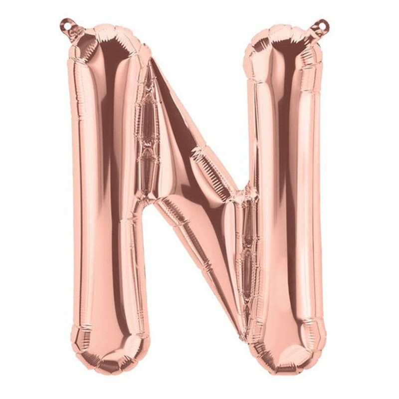 Rose Gold Letter N Foil Balloon, 34 Inches