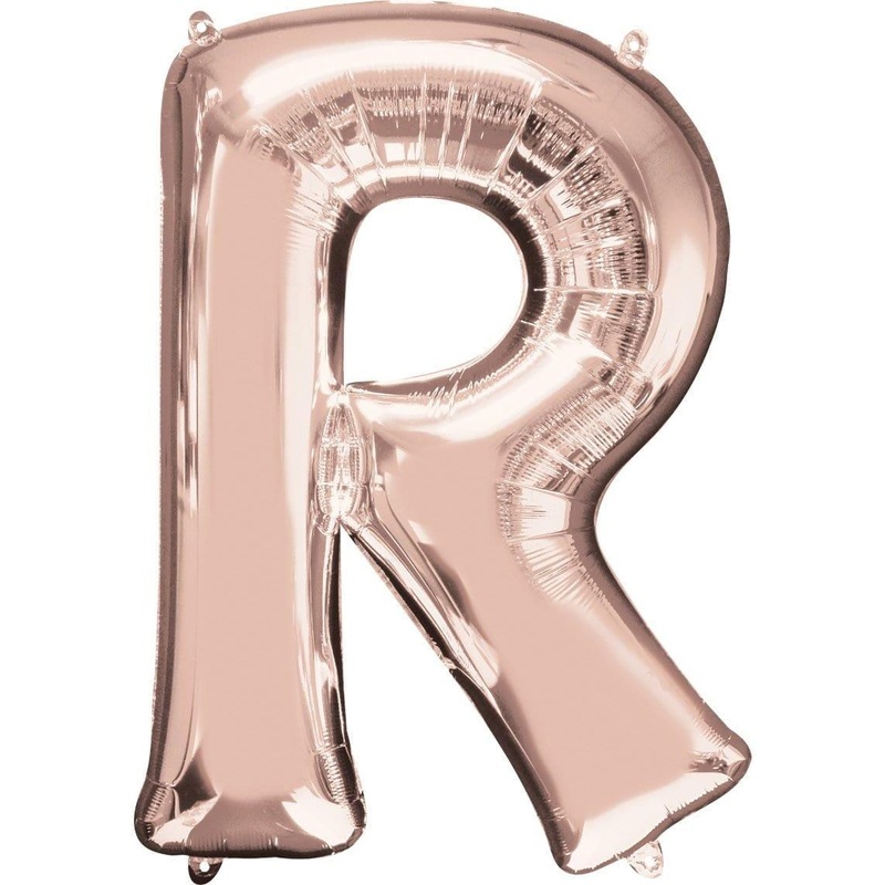 Rose Gold Letter R Foil Balloon, 34 Inches
