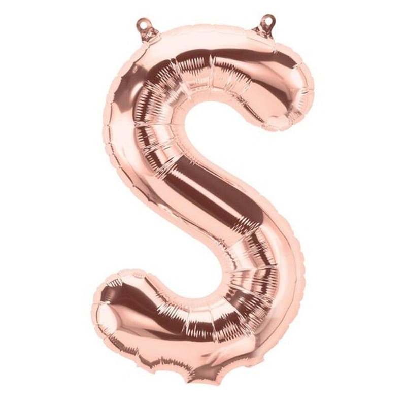 Rose Gold Letter S Foil Balloon, 34 Inches