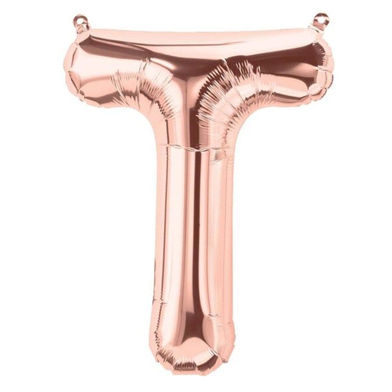 Rose Gold Letter T Foil Balloon, 34 Inches