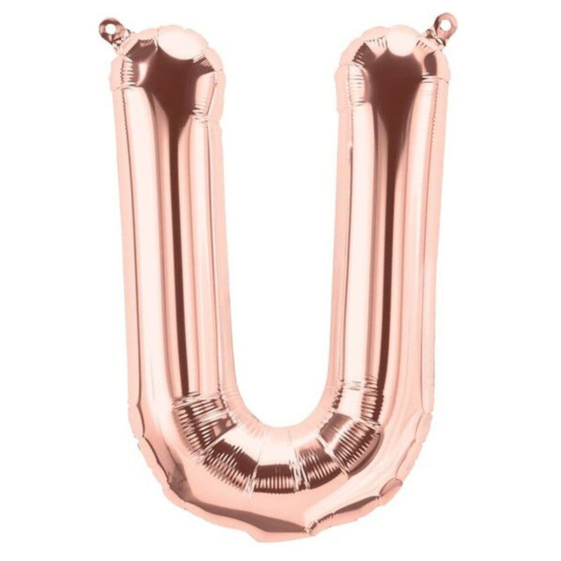 Rose Gold Letter U Foil Balloon, 34 Inches