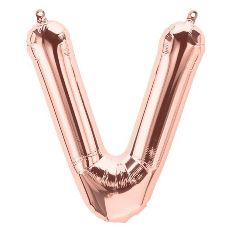 Rose Gold Letter V Foil Balloon, 34 Inches