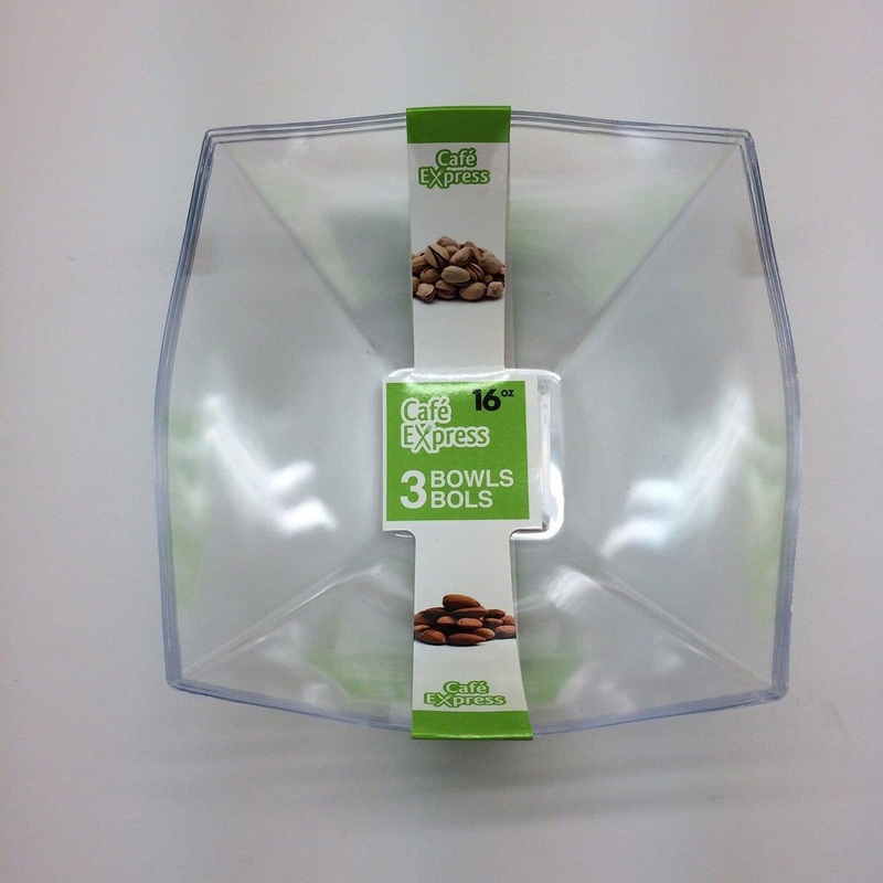 Clear Plastic 16oz. Squares Bowls 3/pkg