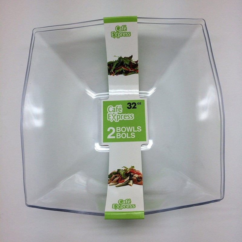 Clear Plastic 32oz. Squares Bowls 2/pkg