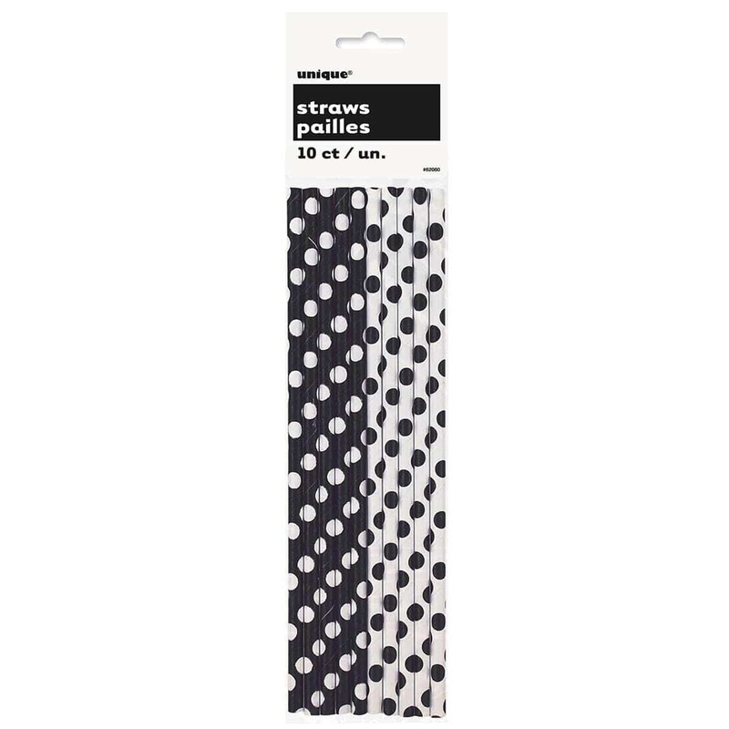 Decorative Dots Midnight Black - Straws 10/pkg.