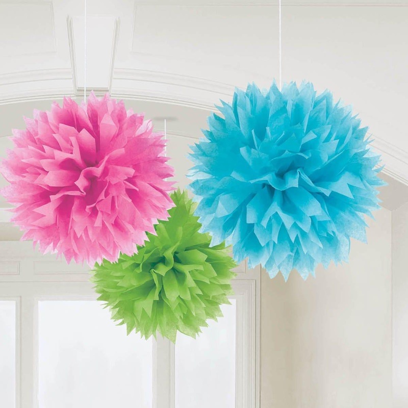 Fluffy Paper Decorations - Multicolor 3/pkg
