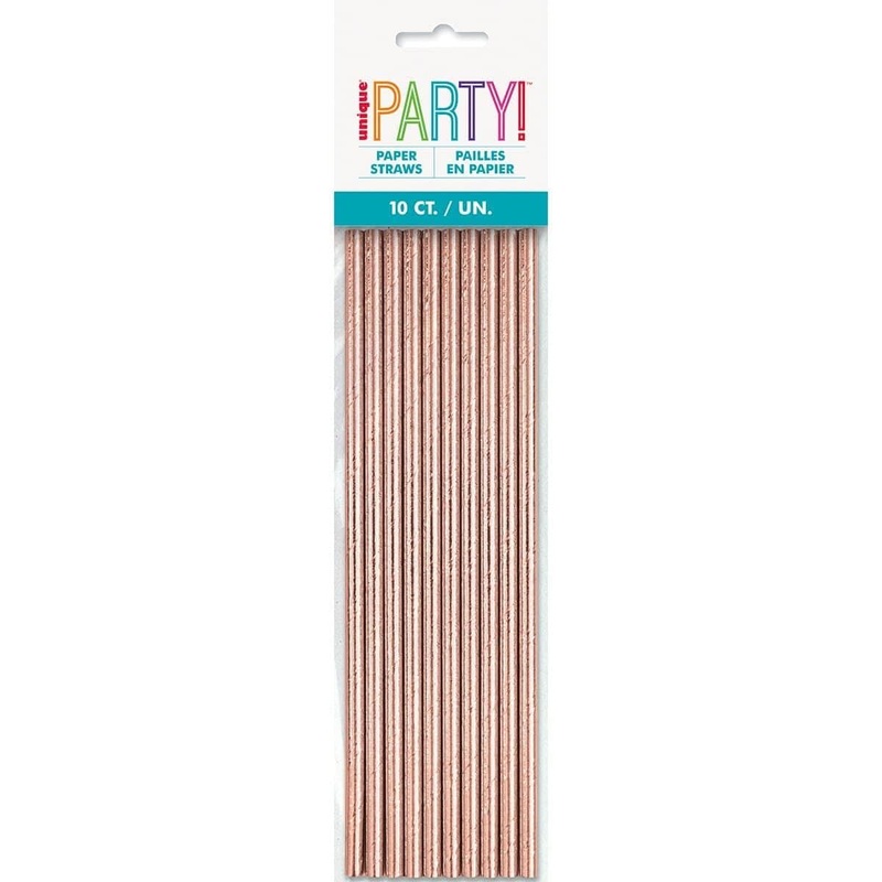 Foil Paper Straw 10/pkg - Rose Gold