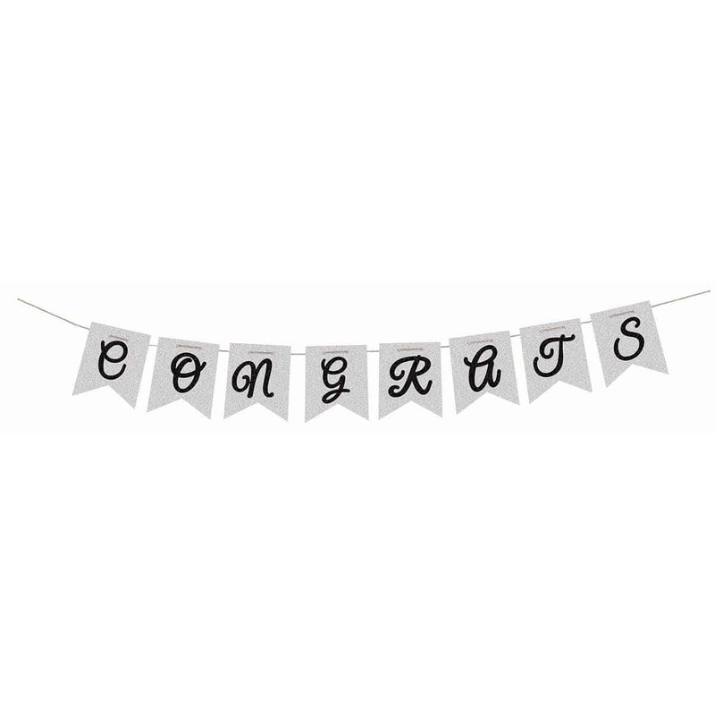 Glitter Banner 7 In. - Congratz