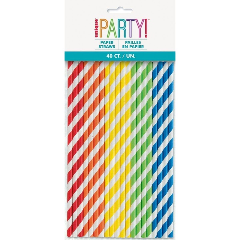 Paper Straw With Stripes 40/pkg - Assorted