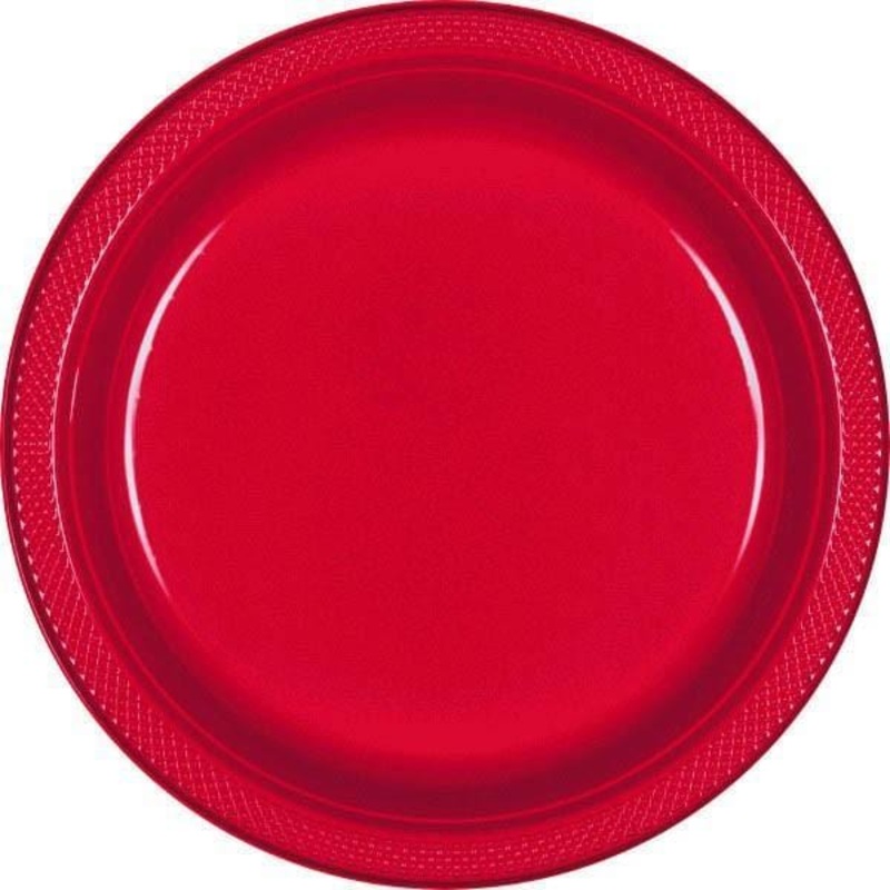 Plastic Plates 10.25 In. - Apple Red 20/pkg.