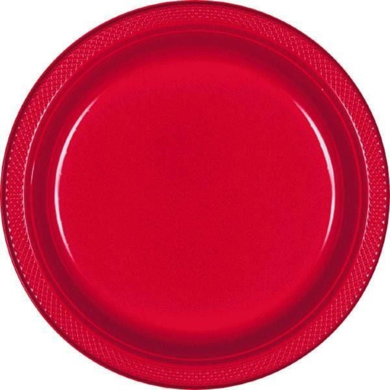 Plastic Plates 9 In. - Apple Red 20/pkg.