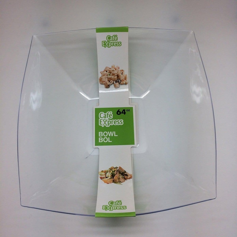 Plastic Square Bowl - Clear 64 oz