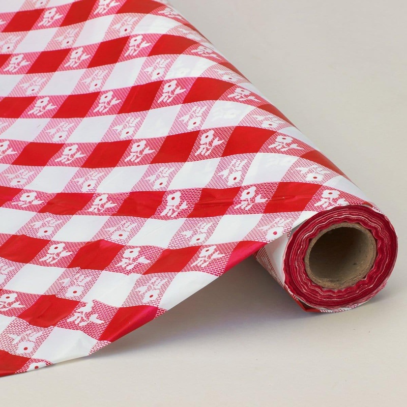 Plastic Tablecover Roll - Red Gingham