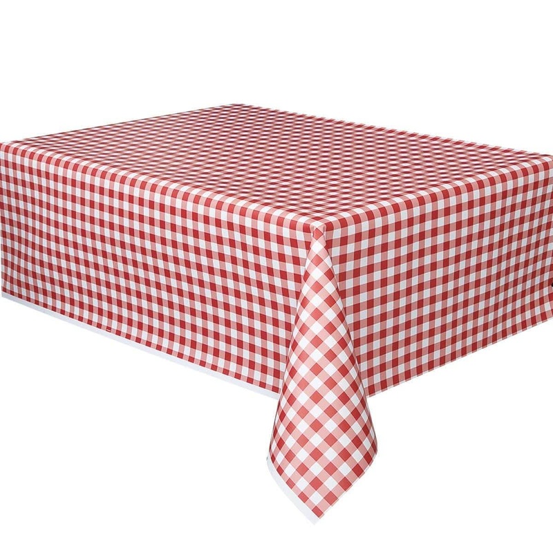 Red Gingham Plastic Tablecover