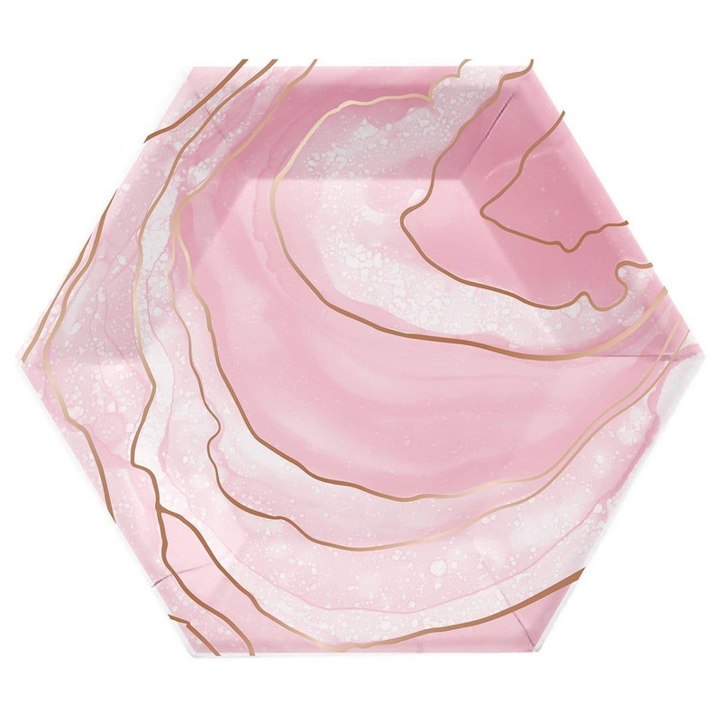 Ros All Day Geode Paper Plates 8 Inches, 8 per Package