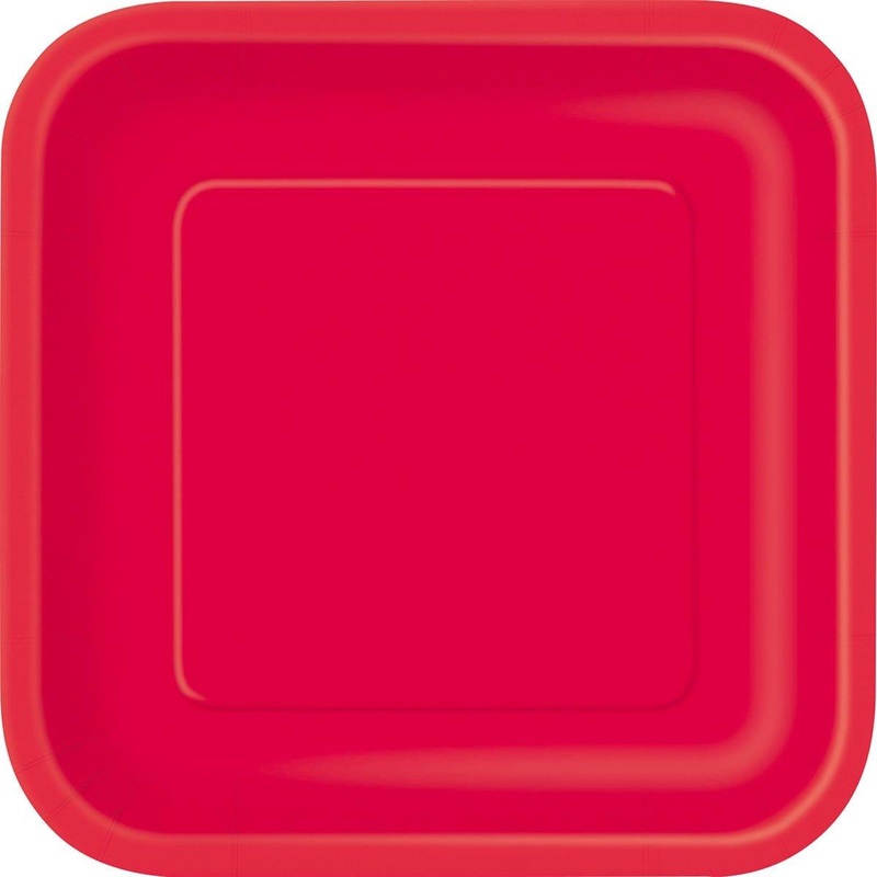 Square Paper Plates 9 In. - Ruby Red 14/pkg.