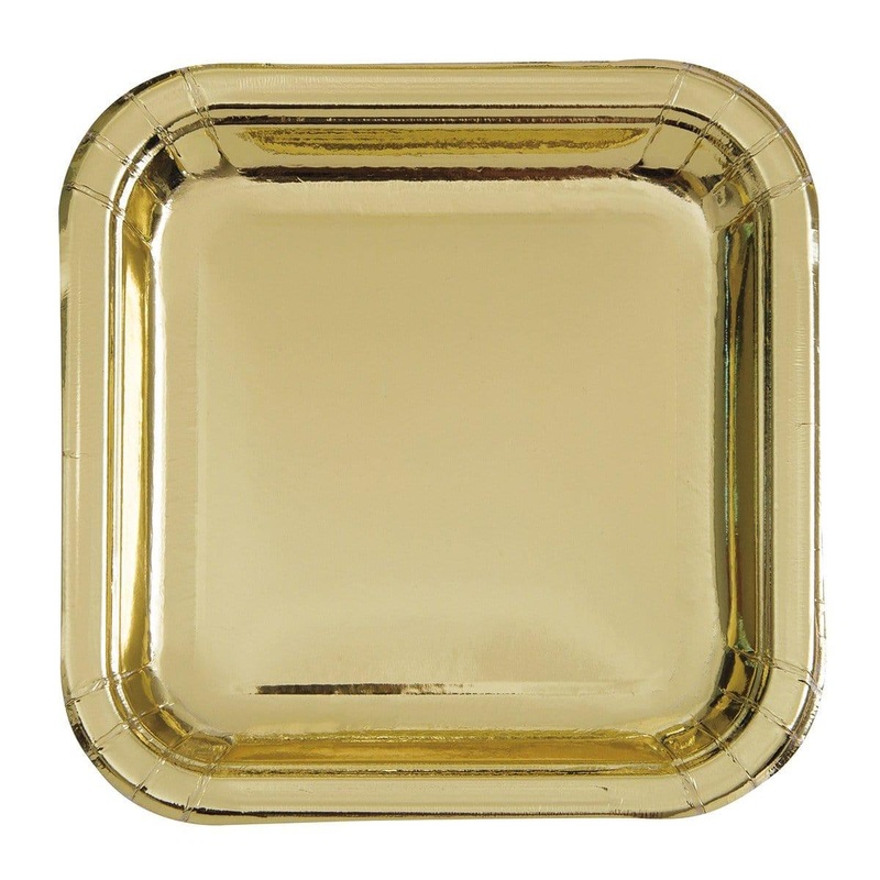 Square Plates 7 In. 8/pkg.- Gold