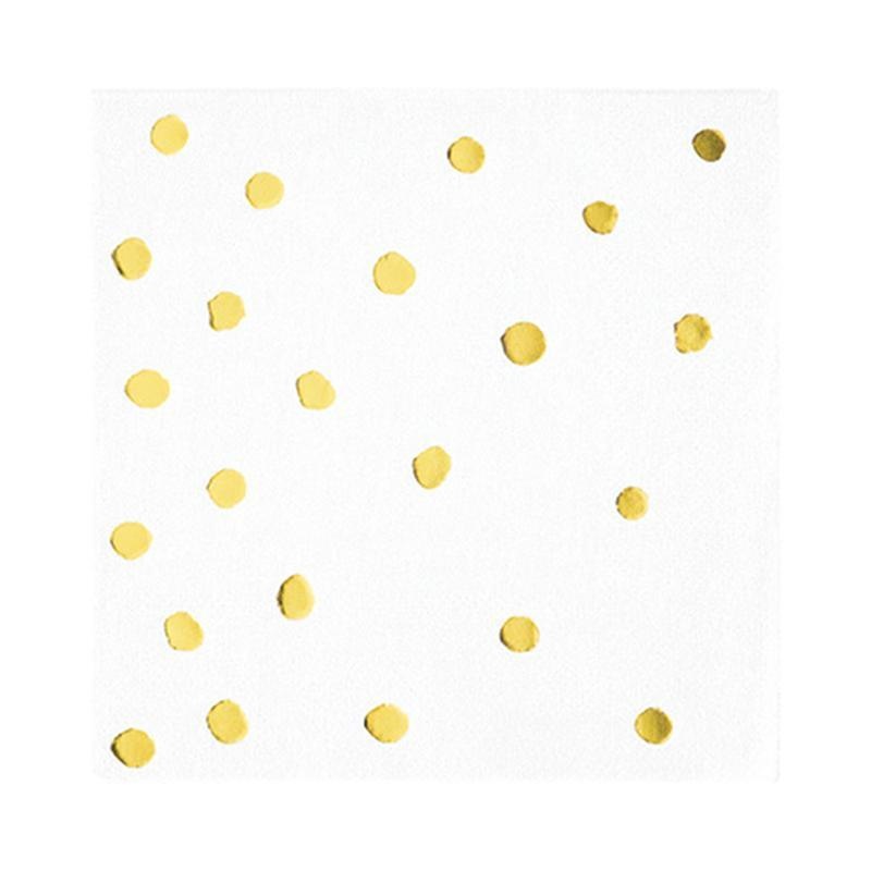White & Gold Beverage Napkins, 16 per Package