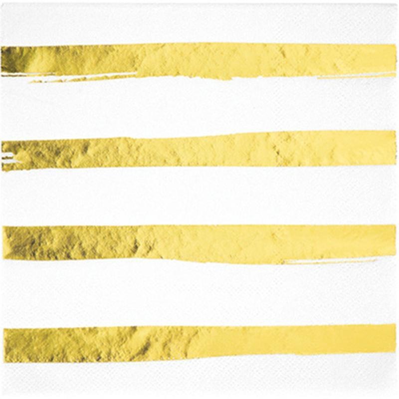 White & Gold Lunch Napkins, 16 per Package