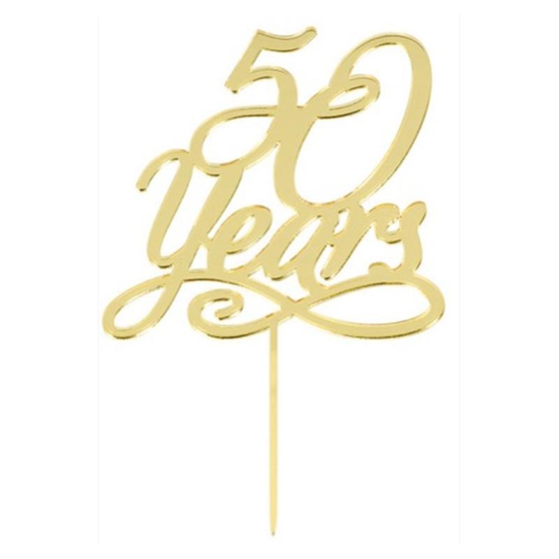 50 Years gold plastic cake topper