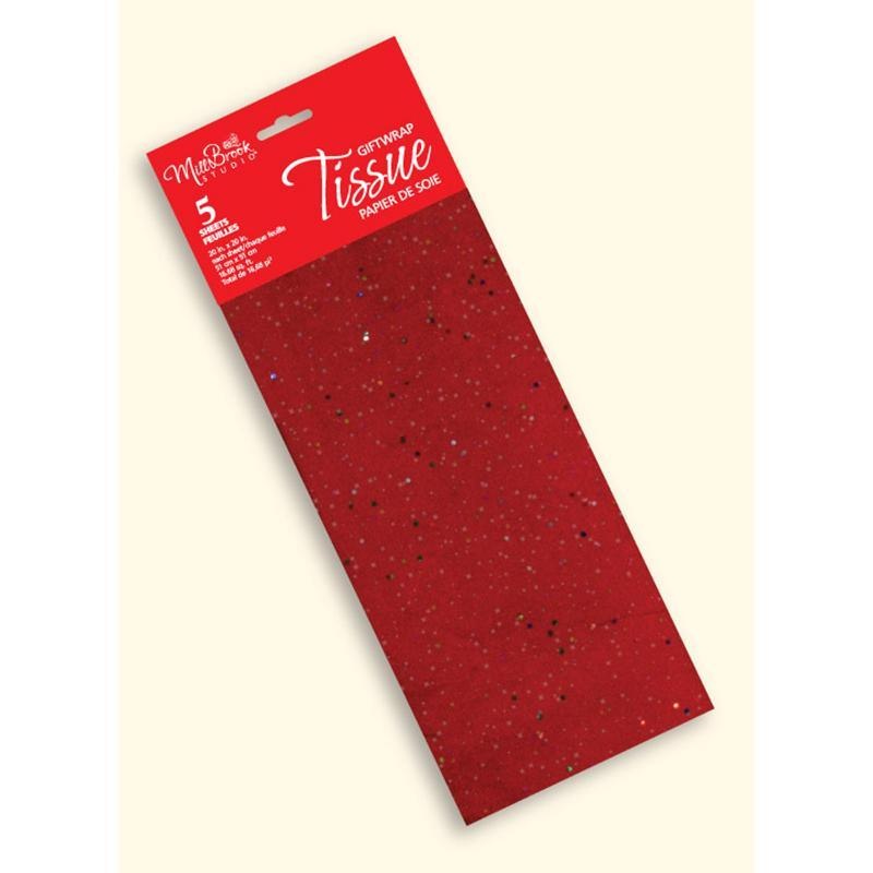 Christmas Tissue Paper with Glitters, Red, 6 Count