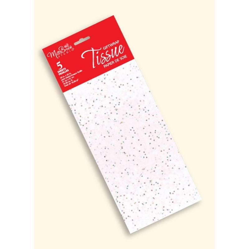 Christmas Tissue Paper with Glitters, White, 6 Count