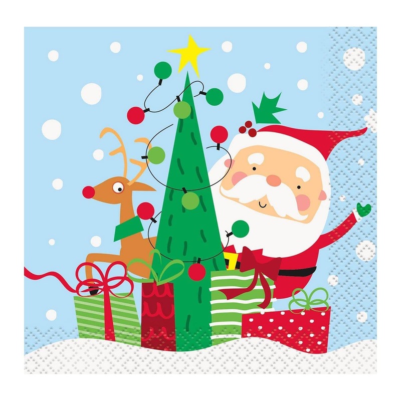 Colourful Santa Beverage Napkins, 16 Count