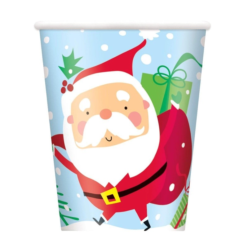 Colourful Santa Cup, 9 Ounces, 8 Count