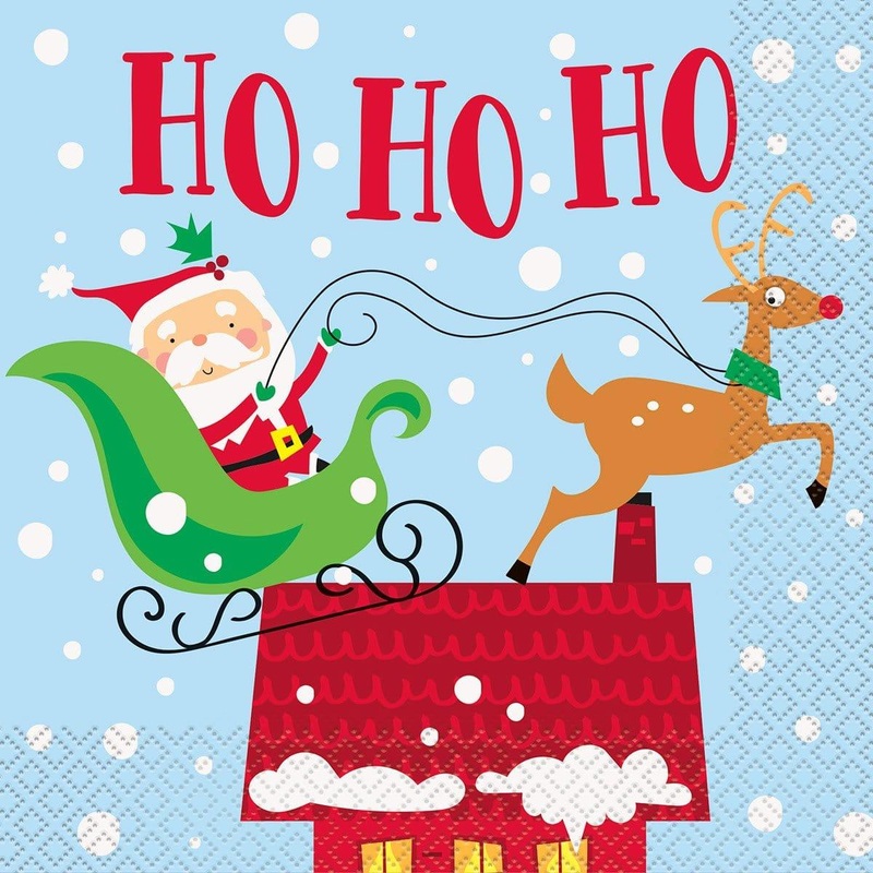 Colourful Santa Lunch Napkin, 16 Count