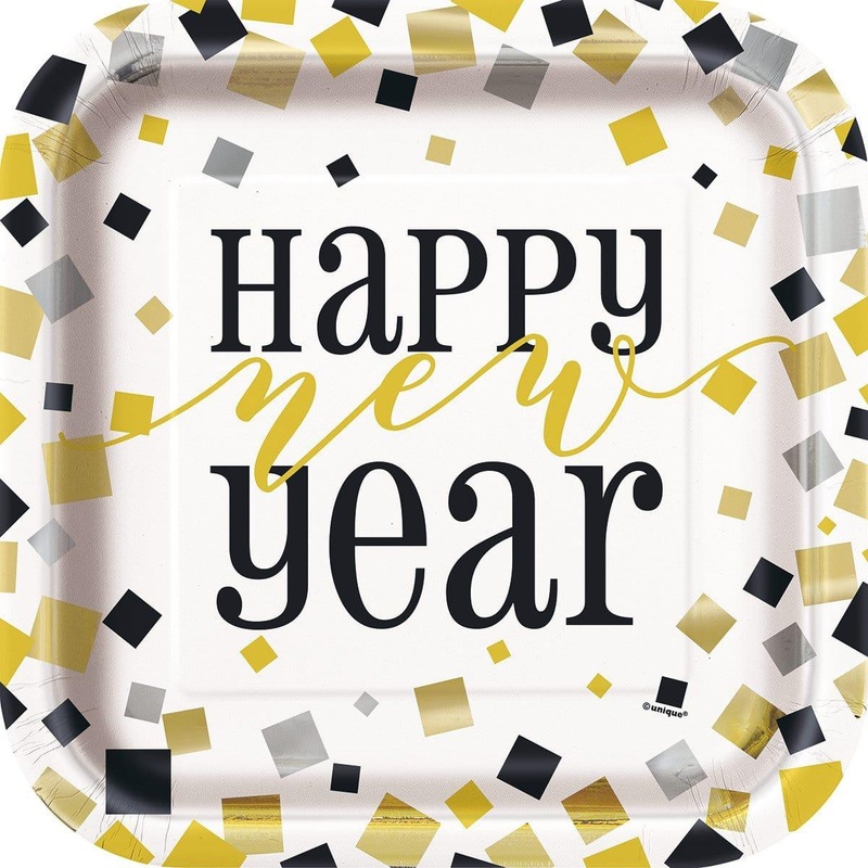 Hello New Year Plates 9 Inches, 8 Count