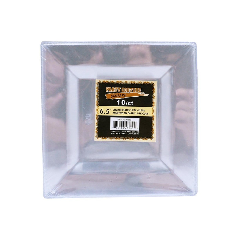 Plastic Square Plates 6.5 In. - Clear 10/pkg.