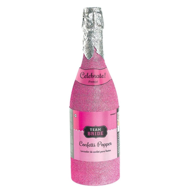 Team Bride champagne bottle confetti popper