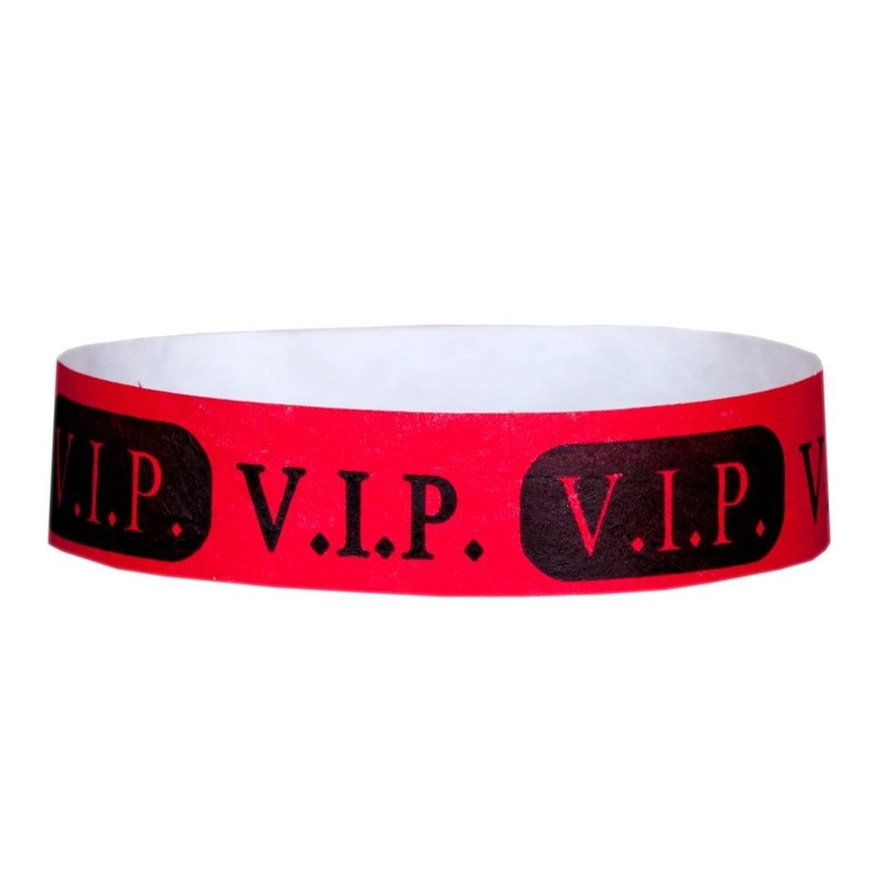 Wristband Supertek 3/4in Vip Red 100 Pkg.