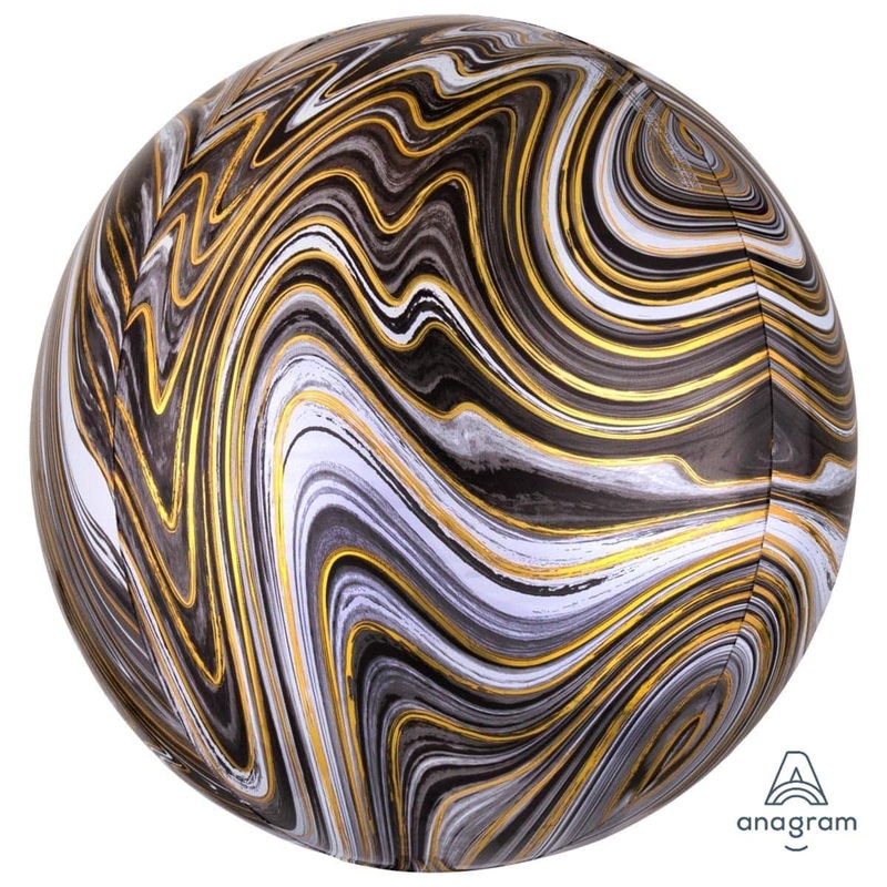 Black Marble Orbz Balloon, 16 inches
