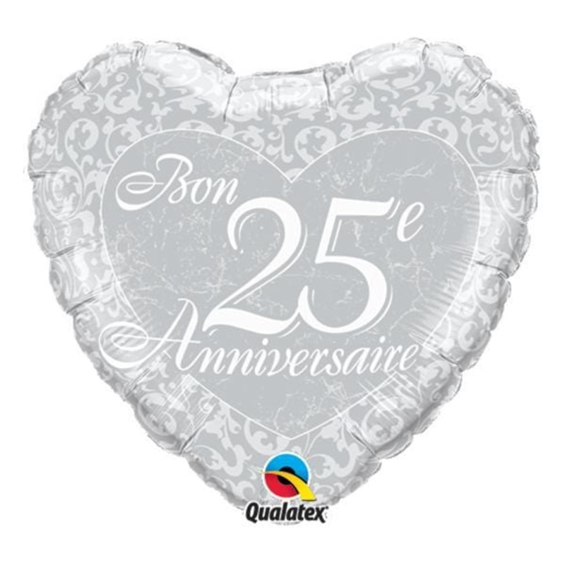 Bon 25e Anniversaire Foil Balloon, 18 Inches