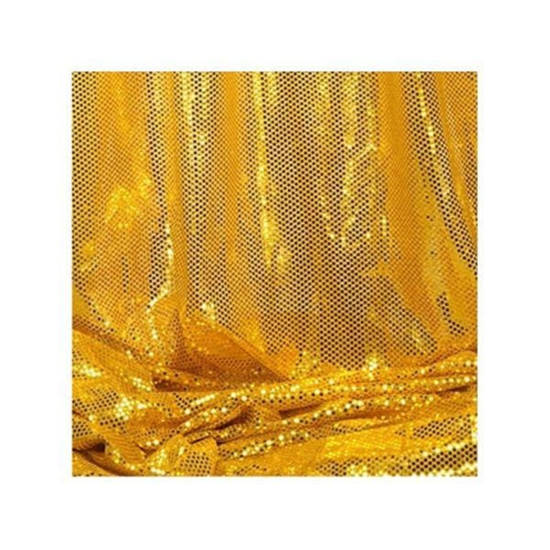 Fabric with Round Spangles - Gold