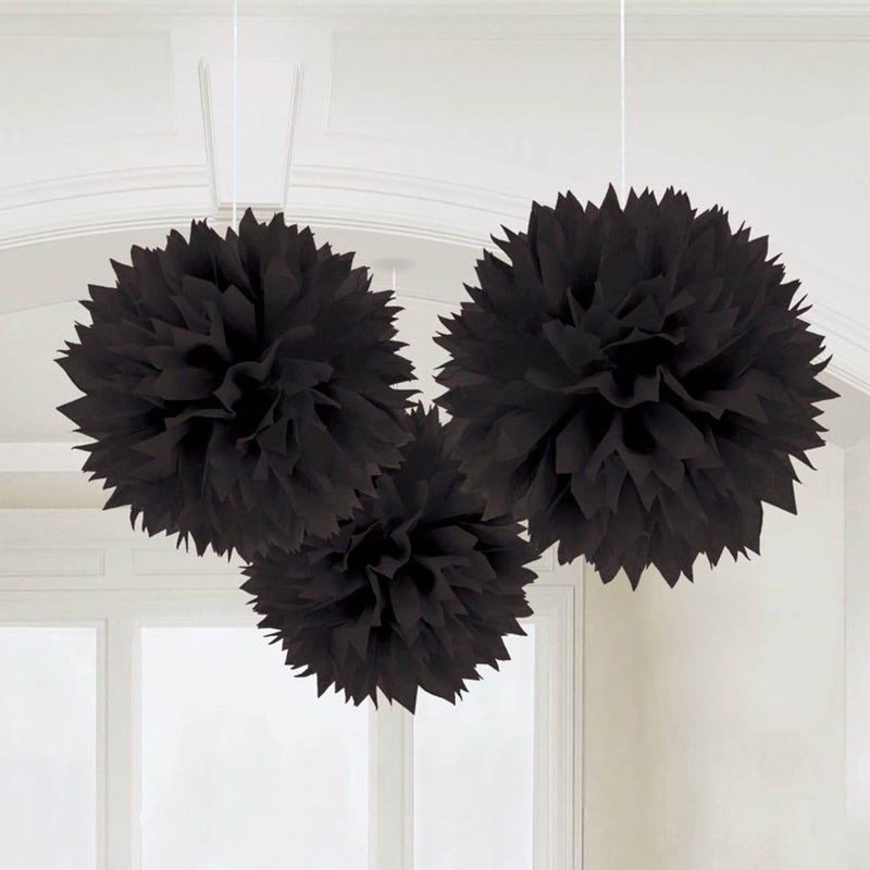 Fluffy Decorations - Jet Black 3/pkg.
