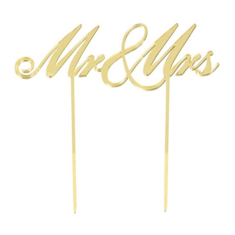Mr & Mrs - Cake Topper - Gold