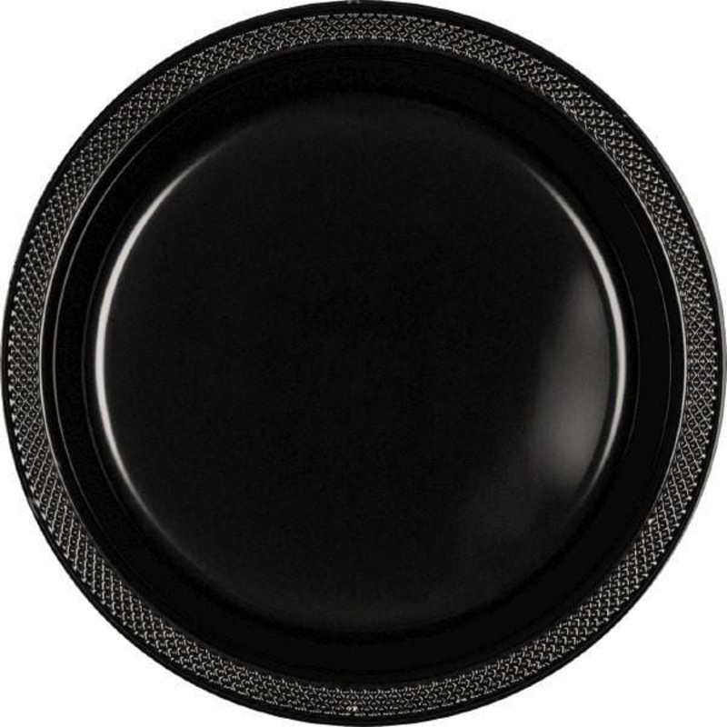 Plastic Plates 9 In. - Jet Black 20/pkg.