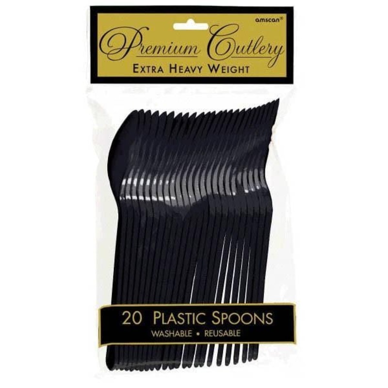 Plastic Spoons - Jet Black 20/pkg.