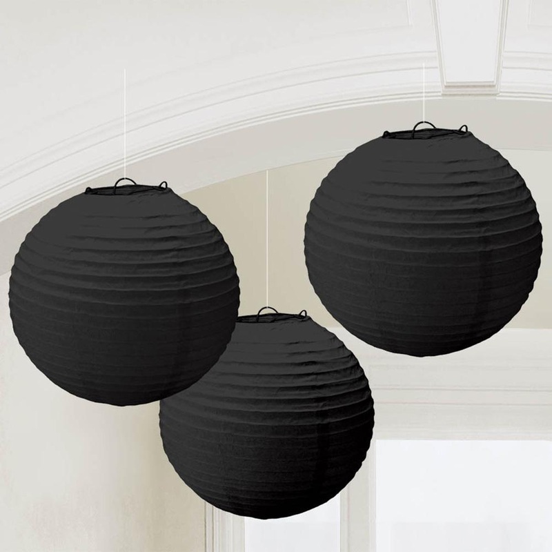 Round Lanterns - Jet Black, 9.5 inches
