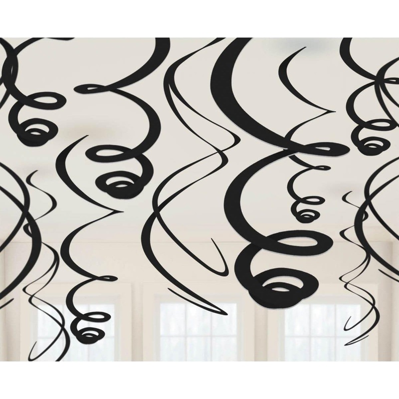 Swirl Decorations - Jet Black 22 In. 12/pkg.