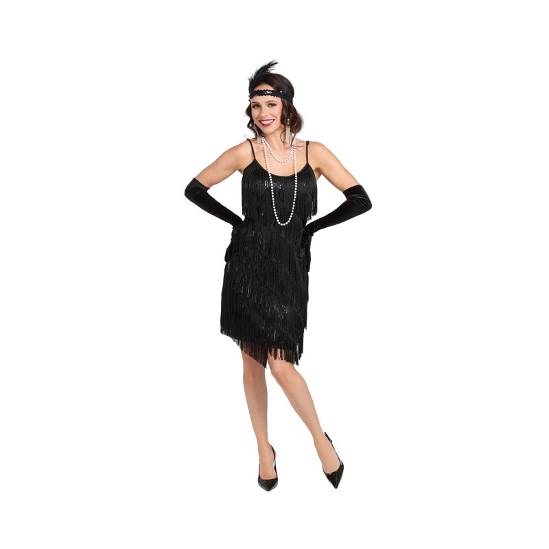 1920s Black Fringe Plus Size Dress for Adults XXL