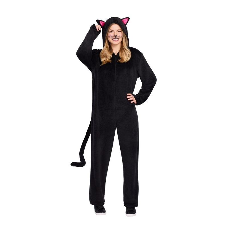 Black Cat Zipster Plus Size Jumpsuit for Adults XXL
